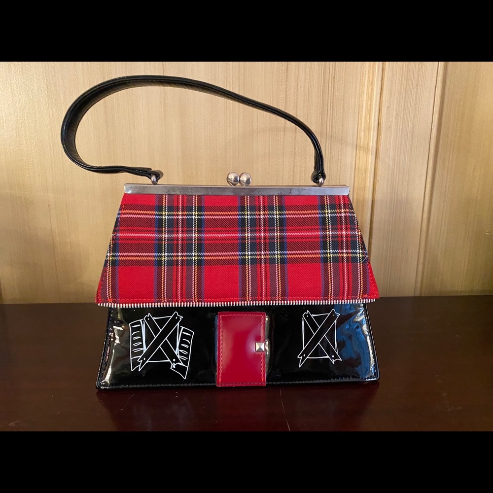 “World According to Jess” black patent purse